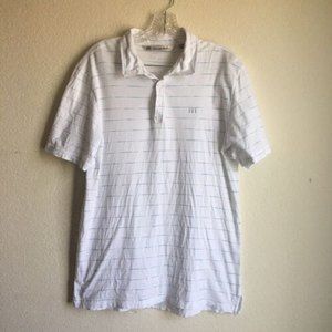 Travis Mathew Mens Size Large White Stretch Golf Polo With Stripes